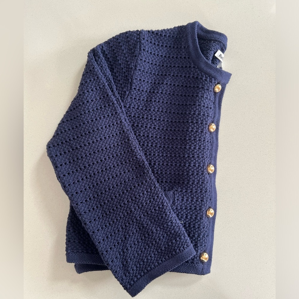 Reformation Charlotte Cotton Cardigan - Navy